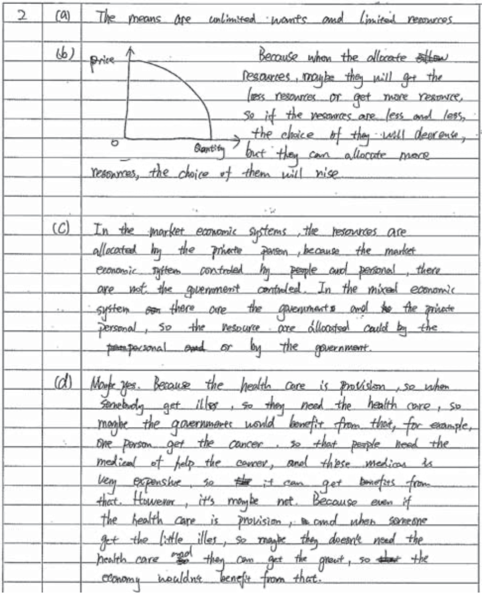 Example Candidate Responses (Standards Booklet)